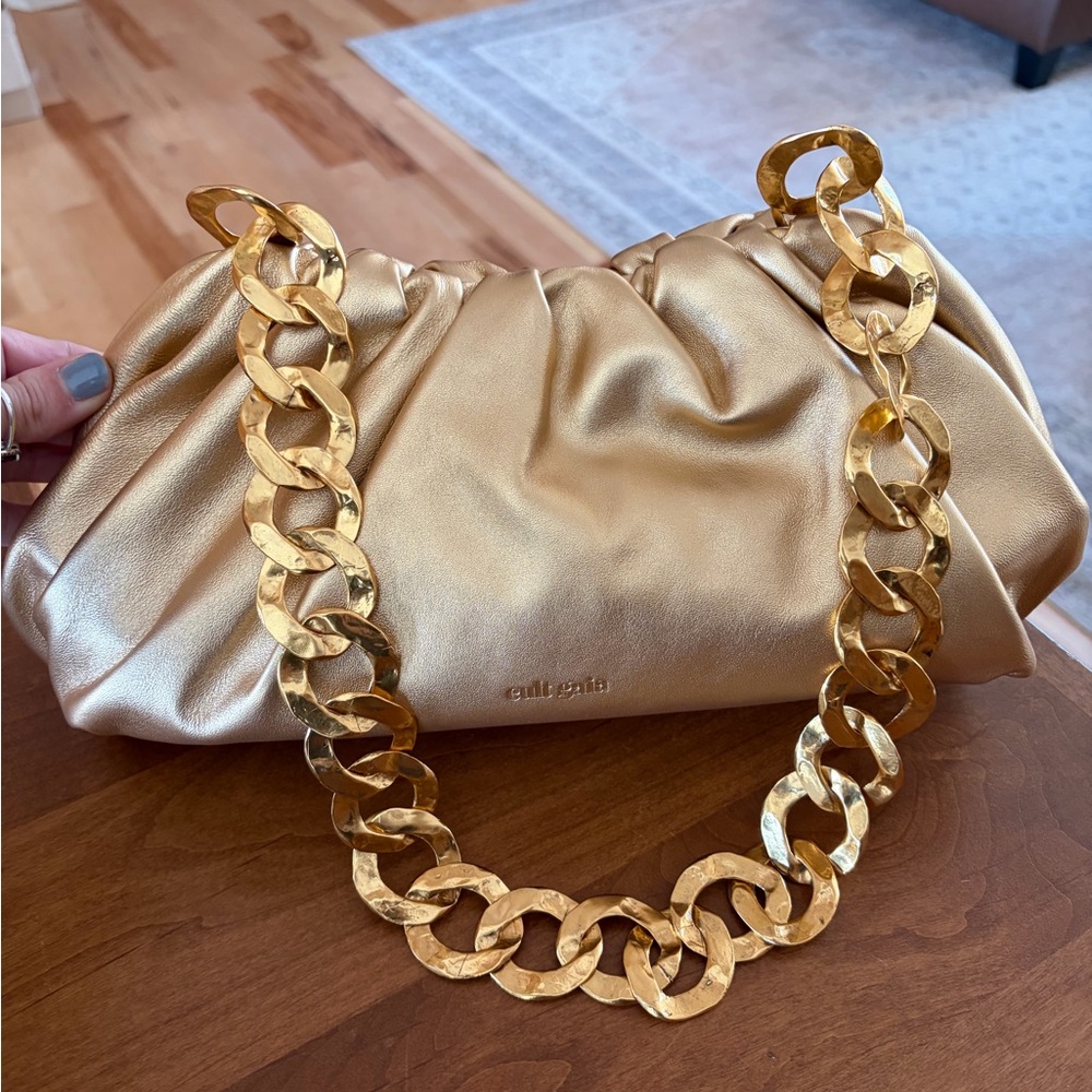 cult gaia Metallic Gold Chain-Handle Shoulder Bag